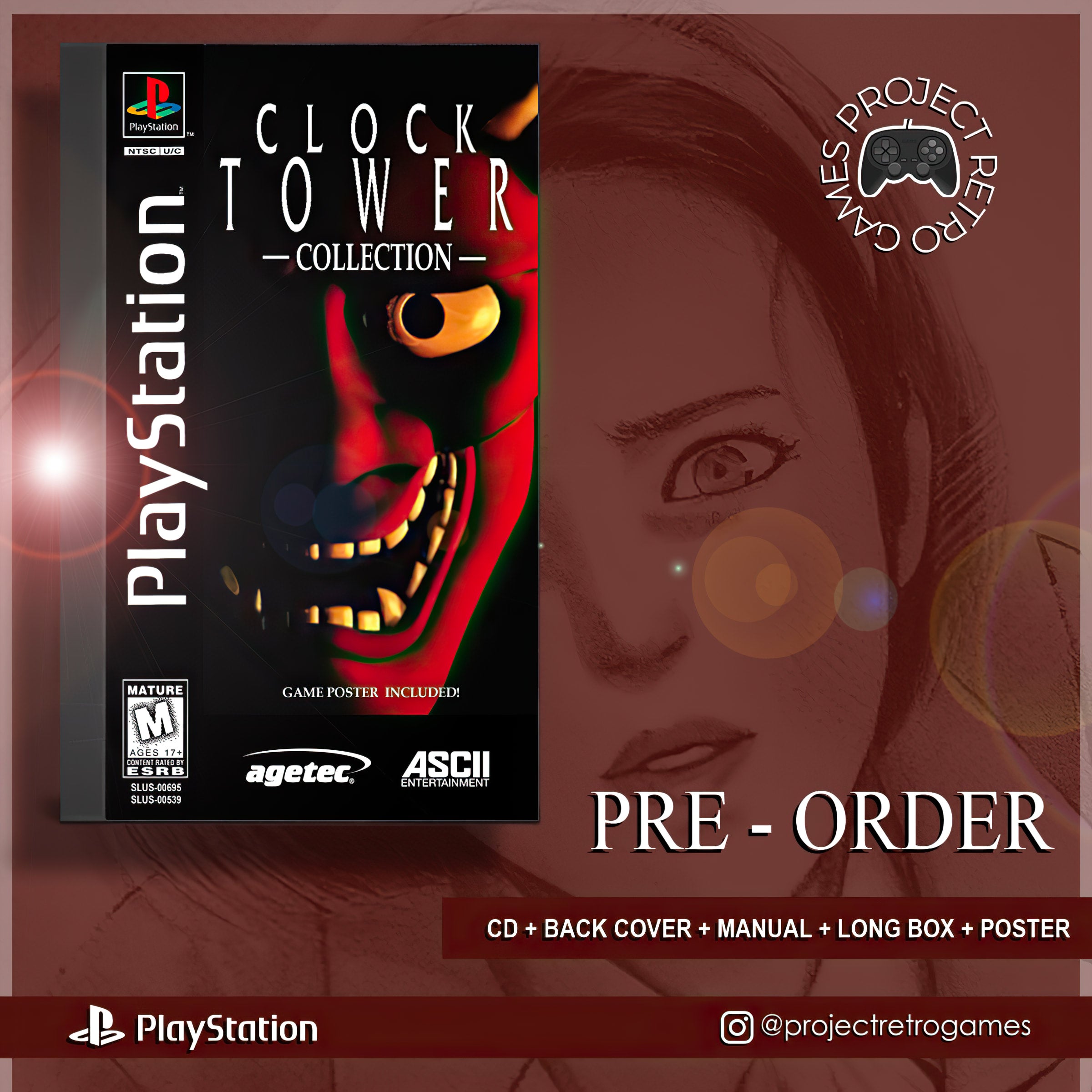 希少　店頭用　クロックタワー　２　CLOCK TOWER　PS　販促ポスター Video Game Print Ads — 'Clock Tower: Ghost Head' [aka